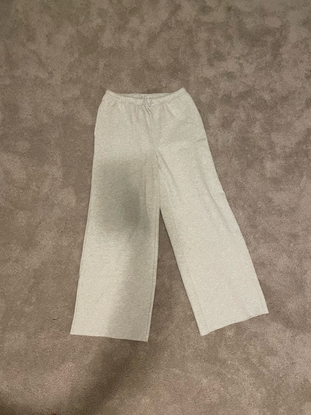 Aritzia Light Heather Gray Wide-Leg Drawstring Pants